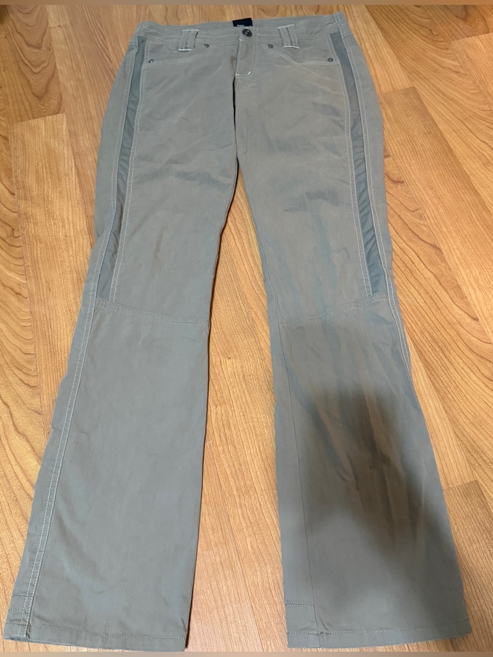 Kuhl Women's Gray Canvas Straight Leg Pants Regular Fit Pockets Mid Rise 4 Reg